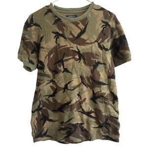 Polo Ralph Lauren Men's Shirt All Over Green Camo Waffle Knit Thermal Preppy M